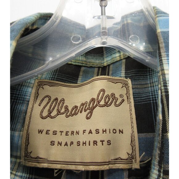 Wrangler Shirt XL Western Pearl Snap Y2K Cowboy Rodeo Plaid Pockets - Picture 9 of 10